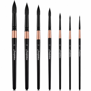 7 pinceaux synthétiques à pointe fine de différentes tailles, en poils d'écureuil, pour aquarelle, dessin et peinture à la gouache - Product Image 3