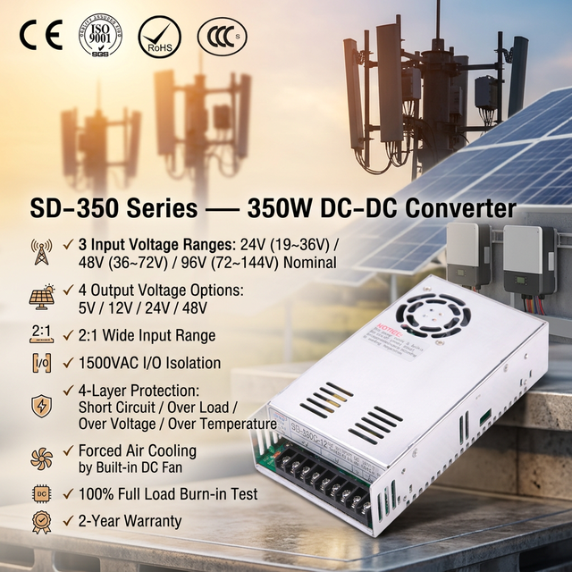 SD-350D-12 DC to DC Converter Input 72~144V Output 350W 12V 24V DC Converter