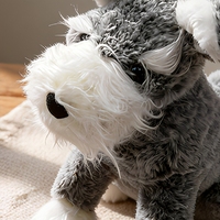 Boneka Anjing Schnauzer Realistis Bahan Polyester Lembut Isi Kapas PP Ukuran Kustom Hadiah
