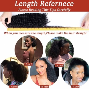 Curly Wave Thick <b>Hair</b> Natural Looking Virgin Yaki <b>Clip</b>-<b>in</b> Ponytail <b>Extension</b> Drawstring Human <b>Hair</b> Pieces - Product Image 3