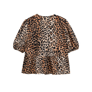 TRAFSHE Women's Vintage Top Short Sleeve Y2K <strong>Leopard</strong> T-shirt Summer Harajuku Tops Anti-Pilling Female T-shirt - Product Image 2