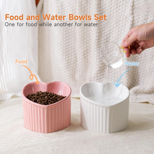 Logo personnalisé en gros coloré mode esthétique en céramique en forme de coeur bol pour animaux de compagnie mangeoires grandes pour chiens et chats - Product Image 3