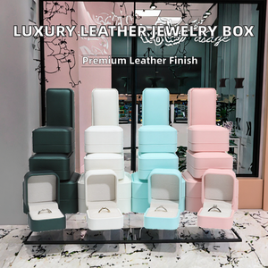 4 Colors PU Leather Jewelry <b>Ring</b> <b>Box</b> Set for Engagement Wedding <b>Proposal</b> with Soft Velvet Lining - Product Image 2