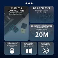 Adaptador USB 2,0 con Wifi BT6.0 Dongle PC Altavoz Ratón Teclado Música y receptor de audio inalámbrico gratis para computadora portátil