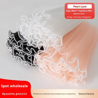 Tulle semi-transparent à bords ondulés, doux, pour emballage de bouquets, bord perlé et volanté, multicolore, surjeté, 5 yards, 45 cm, pour fleuristes et mariages