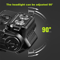 Asafee 90 °   Linterna Frontal Recargable Tipo-C Ajustable con Clip Desmontable para Camping y Senderismo