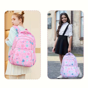 Purple Butterfly Flower Student Backpack Set Lightweight School Bag Large Capacity Zipper Bookbag for Girls - Product Image 3