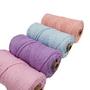 Cordon torsadé à simple brin, en coton coloré pour le tissage et fournitures en macramé