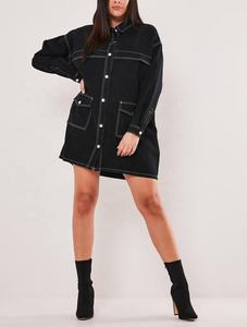 <span class=keywords><strong>Chaqueta</strong></span> negra <span class=keywords><strong>de</strong></span> talla grande con logotipo personalizado para <span class=keywords><strong>mujer</strong></span> <span class=keywords><strong>gorda</strong></span> <span class=keywords><strong>Chaqueta</strong></span> vaquera larga <span class=keywords><strong>de</strong></span> moda fresca para <span class=keywords><strong>mujer</strong></span> con <span class=keywords><strong>punto</strong></span> blanco en contraste - Product Image 2