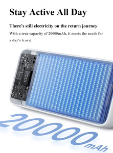 Banque d'alimentation <span class=keywords><strong>Baseus</strong></span> grande capacité 20000mAh 22.5W avec câbles intégrés, charge rapide, affichage numérique pour tous les smartphones - Product Image 4