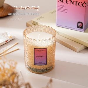Embossed Glass Scented Candle Plant Soy Wax Smokeless Aroma Candle Wholesale Gift For Festival Souvenir - Product Image 4