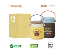Hong Ling Pot de nourriture de camping 360ml/480ml-Boîte à lunch thermique en acier inoxydable avec cuillère pliante