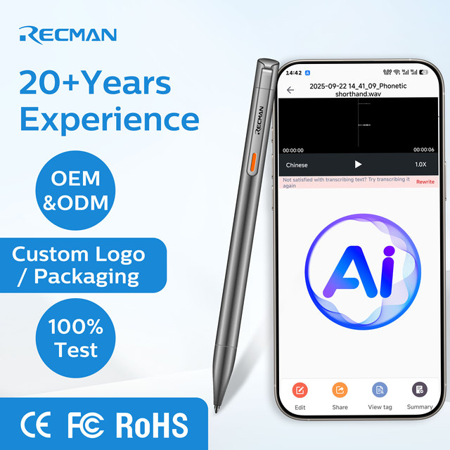 Support Multi Languages AI Voice Recorder 98% Accuracy 15 Hours Long Time Recording Translation Text for Meetings/Lectures Class