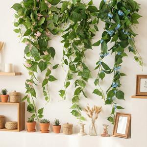 4 pieds de lianes vertes artificielles à 7 brins, feuilles de patate suspendues, pour la maison, le jardin, la décoration murale extérieure, couverture végétale, décoration de fête jungle - Product Image 5