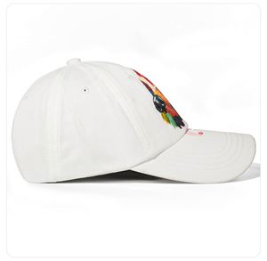 Gorra de béisbol unisex de algodón blanco de 6 paneles al por mayor, con logo estampado de grafiti estilo hip-hop, deportiva, formal, para uso diario y ocio, con la imagen de la marca dominante. - Product Image 3