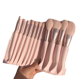 Ensemble de pinceaux de maquillage ZUNMEI Morandi portable de huit pièces pour débutants, manches en plastique, poils synthétiques, blush angulaire pour le visage - Product Image 4