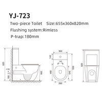 Dernière porcelaine sans monture P piège deux pièces placard à eau toilette dans les articles sanitaires bols de toilette Design et Wc bol pour salle de bain