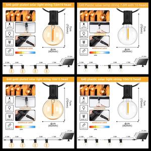 Guirnalda de Luces Solares G40 con Control Remoto, Luces Decorativas para Exteriores, Recargables por USB, Impermeables, con Atenuación de Luz Ambiental para Camping - Product Image 2