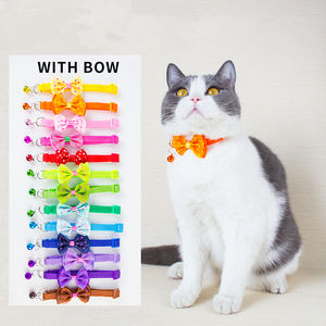 Manufacturer Wholesale Multi-colors Design Adjustable <b>Bell</b> Bow <b>Dog</b> Cat Collar - Product Image 1