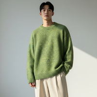 Fabricant de tricots, logo personnalisé, pull pour homme, pull en maille côtelée de luxe, col rond, pull simple et ample pour homme, pull en maille pour homme