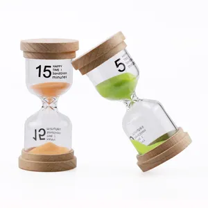 Cucina di casa timer clessidra in legno giocattolo clessidra in legno 30 secondi a 30 minuti temporizzatore della sabbia di vetro colorato clessidra