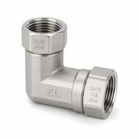 Batang Padat Baja Tahan Karat 304 3000PSI BSPP BSPT 1/2 Inci DN15 Union Elbow Double Female Thread Fitting Pipa Poles