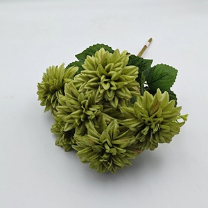 Nouveau Style fait à la main vert artificiel <span class=keywords><strong>Dahlia</strong></span> fleur Pu Real Touch étanche léger pour la fête des mères maison et décor externe - Product Image 1