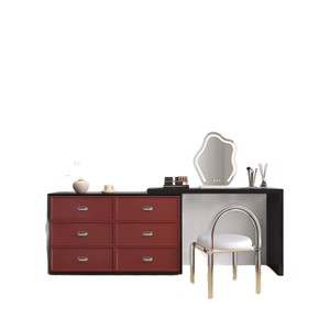 Coiffeuse en bois massif Dopamine, extensible, moderne et minimaliste, pour la fin du lit, avec rangement et espace maquillage - Product Image 5