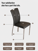 Chaise de salle à manger en acier au design minimaliste moderne et luxueux avec dossier, idéale pour les hôtels et la maison