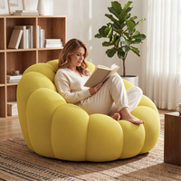 ModHomi Fauteuil individuel en éponge compressée sous vide, sans structure, jaune citrouille, fauteuil d'appoint relaxant pour salon