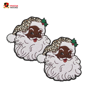 Tùy Chỉnh Bán Buôn Giáng Sinh Châu Phi Mỹ Chenille Màu Đen Santa Mệnh Đề Bé Lớn Thêu Sắt Trên Các Bản Vá Lỗi - Product Image 2