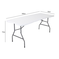 Table pliante portable en plastique HDPE de 180 cm, best-seller, pour le camping, le jardin, table rectangulaire pliable en plastique, table à manger