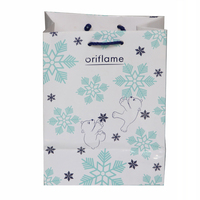 Emballage personnalisé bleu blanc pour cosmétiques, 50 pièces, petit sac cadeau en papier revêtu, pour emballer le maquillage