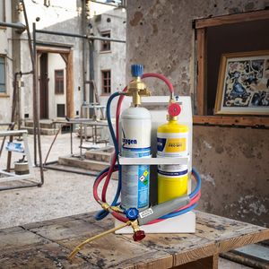 Kit Portatile per Taglio Ossiacetilenico con Certificazione CE, Torcia <span class=keywords><strong>MAPP</strong></span> con Manometro in Ottone e <span class=keywords><strong>Bombola</strong></span> del <span class=keywords><strong>Gas</strong></span> ad Alta Temperatura - Product Image 2