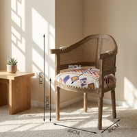 Fauteuil baril avec assise rembourrée et dossier en rotin, style bohème pour gîtes et locations de vacances, vente en gros, certifié FSC