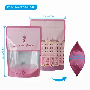 Low Moq Custom Logo Print Laminated Resealable Plastic Zipper Bag With Clear Window Stand Up Pouch Packaging For Food Package