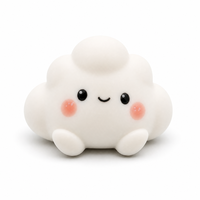 Jouet Squishy Nuage Guérisseur à Rebond Lent, Blanc Mat, Base Plate, S'autoportant, Visage Souriant Mignon, pour Étagère de Chambre