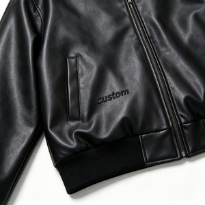 Custom <strong>Men's</strong> High Quality Faux Leather <strong>Puffer</strong> Jacket Winter Thick Foam Rubber Padded Masked Zip up Fashion Windproof Casual - Product Image 3