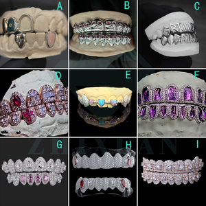 <span class=keywords><strong>Grillz</strong></span> en Argent 925 avec Grande Pierre Moissanite, 8 Dents Supérieures et 8 Dents Inférieures, <span class=keywords><strong>Grillz</strong></span> Personnalisés en Moissanite VVS pour Dents - Product Image 6