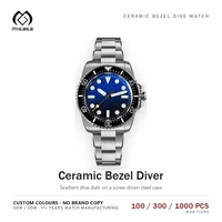 Montre de plongée OEM avec lunette en céramique, logo personnalisé, étanche 300M, verre saphir, montre-bracelet à quartz à marque privée