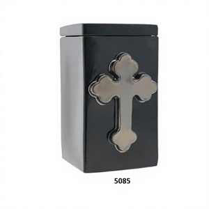 Urnas Funerarias Cúbicas de Latón Negro con Emblema de Cruz - Product Image 1