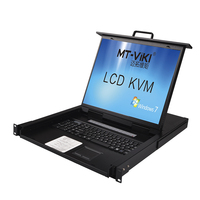Commutateur KVM LCD 19 pouces 16 ports VGA + 16 câbles MT-VIKI Console KVM en rack 1U avec adaptateur USB 12V