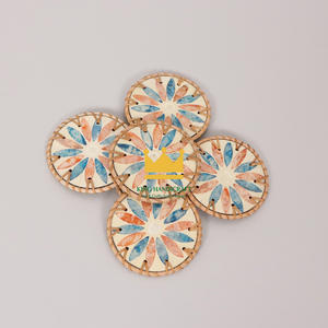 ถาดรองแก้วหวายทรงกลมเป็นมิตรกับสิ่งแวดล้อมจากเวียดนามพร้อมเปลือกหอยมุกที่ขายดีที่สุดมีดีไซน์ใหม่ - Product Image 3