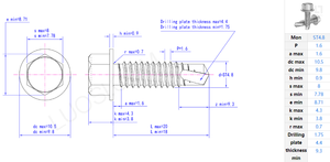 5.5X90 esagonale rondella testa <span class=keywords><strong>tek</strong></span> tetto vite autoforante con EPDM rondella gomma - Product Image 4