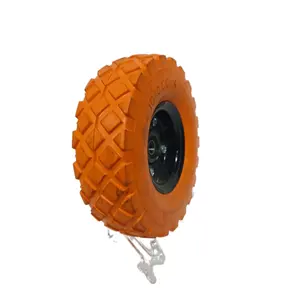 Cheap price 4.10/3.50-4 steel rim FLAT FREE TIRE PU FOAM SOLID WHEEL