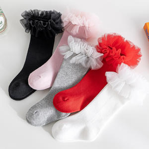 Calcetines de estilo español <span class=keywords><strong>para</strong></span> niñas, <span class=keywords><strong>medias</strong></span> con volantes y glaseado de tul, hasta la rodilla, con volantes - Product Image 1