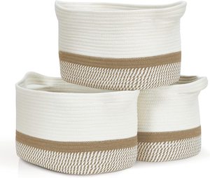Baby Laundry Basket Woven Baskets For Storage | Large Decorative Cotton Rope Basket For Organizing Baby Toy Book Nursery Kids Laundry Organizer