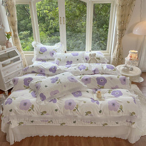 Cotton Country Style <strong>Princess</strong> Lace <strong>Bedding</strong> 4pcs Set - Product Image 4