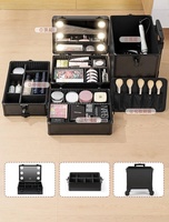 Miroir Led Organisateur de maquillage Train Case Rolling Trolley Case Professional Organizer Rolling Makeup Trolley Case
