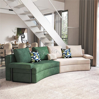 Ensemble de canapés sectionnels incurvés en cuir haut de gamme, avec structure en bois et rembourrage en éponge, design moderne et luxueux pour villa, appartement, sous-sol, salon